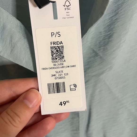 NWT Dynamite Frida Oversized Airflow Shirt (Slate Green - Size Small) - Picture 4 of 4